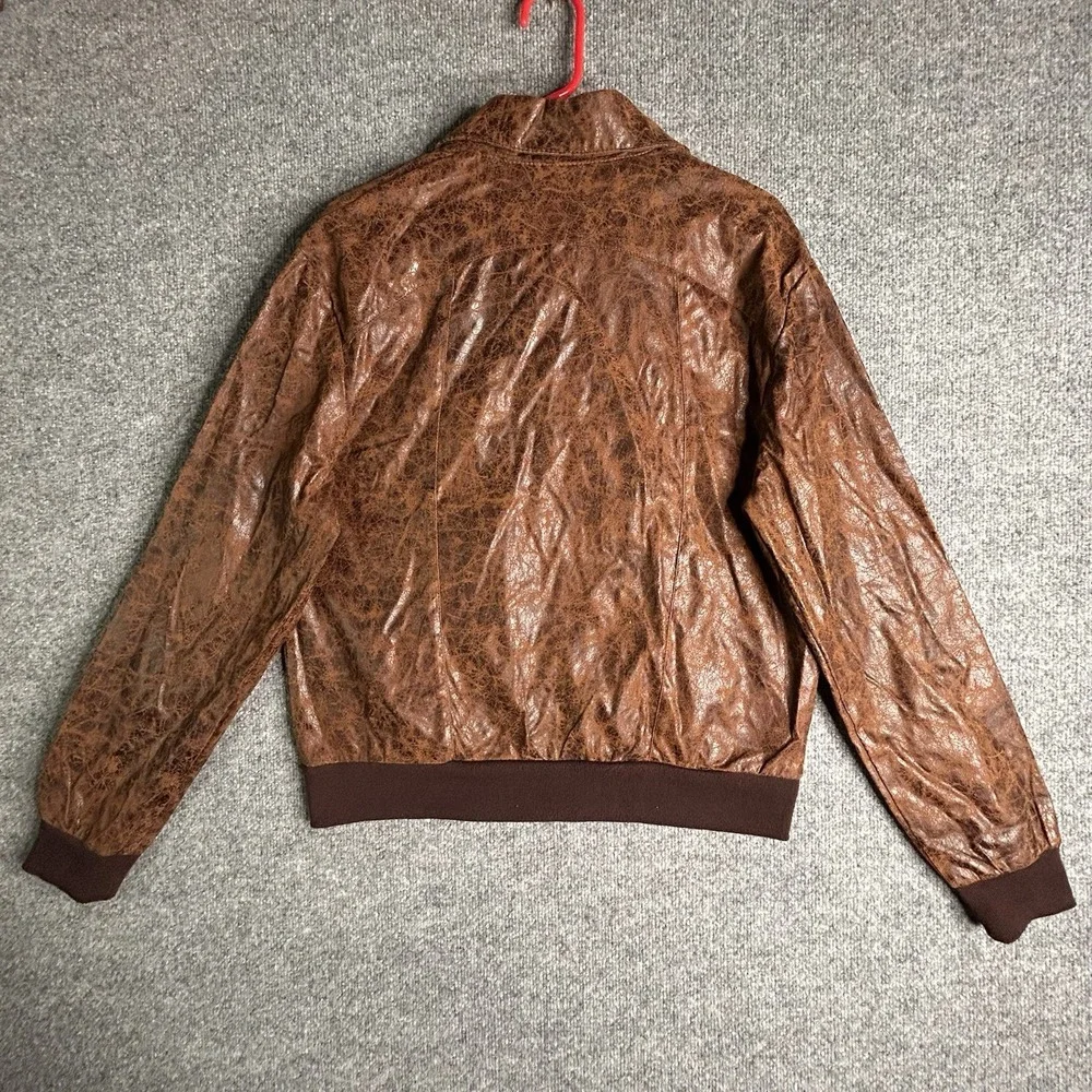 Charades Brown Distressed Leather Jacket‎ Adult Size Medium